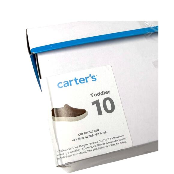NEW Carters Toddler Faux Leather Casual SNEAKERS SHOES Boys 10 Saddle Brown Box - Picture 8 of 9
